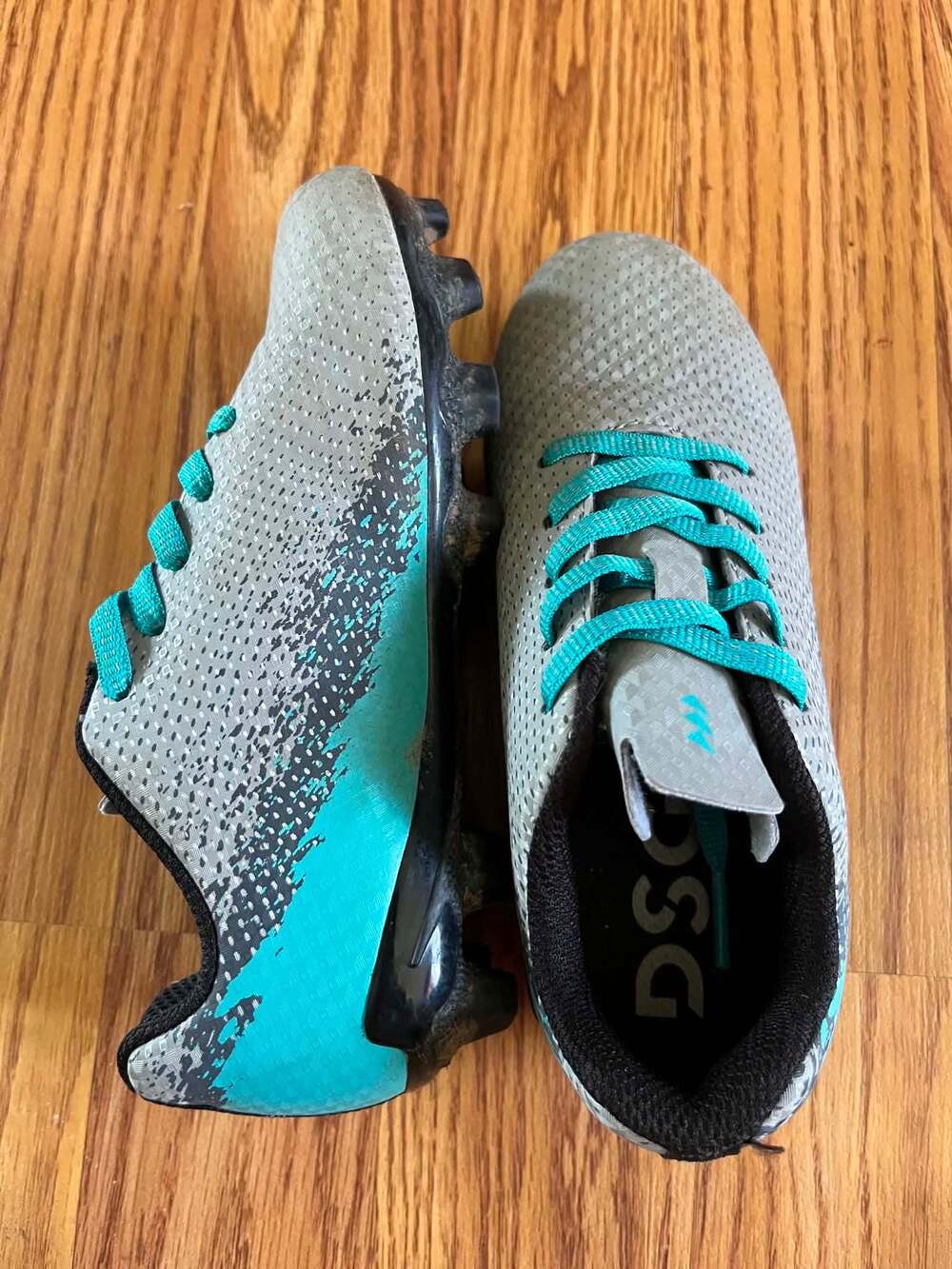 DSG Speed Viper Youth Soccer Cleats in Gray and Teal
